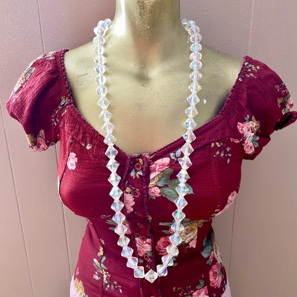 Beautiful Chunky Long IRIDESCENT Beaded Strand NECKLACE - Picture 2 of 5